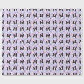 Border Collie Birthday Gift Wrapping Paper Purple ラッピングペーパー (フラット)