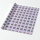 Border Collie Birthday Gift Wrapping Paper Purple ラッピングペーパー (アンロールド)