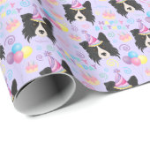 Border Collie Birthday Gift Wrapping Paper Purple ラッピングペーパー (ロールコーナー)