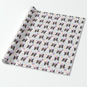 Border Collie Birthday Gift Wrapping Paper White ラッピングペーパー (アンロールド)