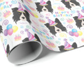 Border Collie Birthday Gift Wrapping Paper White ラッピングペーパー (ロールコーナー)