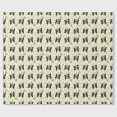 Border Collie Birthday Gift Wrapping Paper Yellow ラッピングペーパー (フラット)