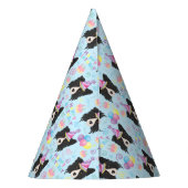 Border Collie Birthday Party Hat Blue パーティーハット (裏面)