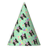 Border Collie Birthday Party Hat Green パーティーハット (左)