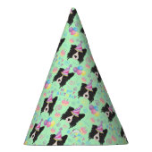 Border Collie Birthday Party Hat Green パーティーハット (右)