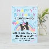 Border Collie Birthday Party Invitation Blue 招待状 (スタンド正面)