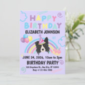 Border Collie Birthday Party Invitation Purple 招待状 (スタンド正面)