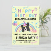 Border Collie Birthday Party Invitation Yellow 招待状 (スタンド正面)