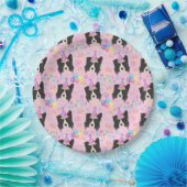 Border Collie Birthday Party Paper Plates Pink ペーパープレート (パーティー)