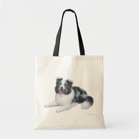 Border Collie Blue Merle Tote Bag トートバッグ (正面)