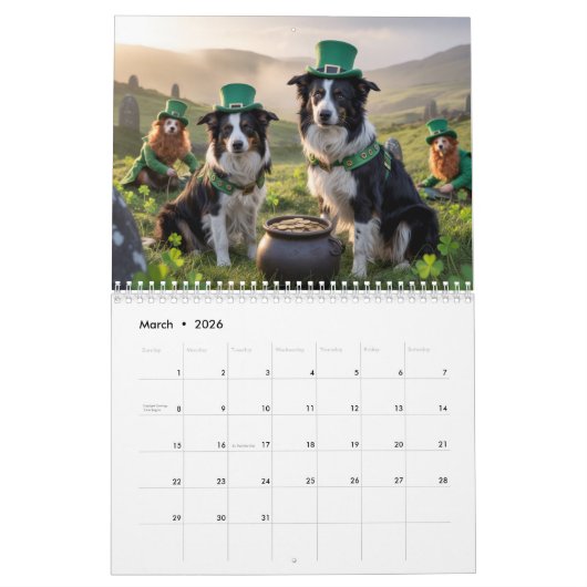 Border Collie Calendar カレンダー (3月 2026)