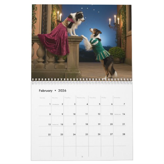 Border Collie Calendar カレンダー (2月 2026)
