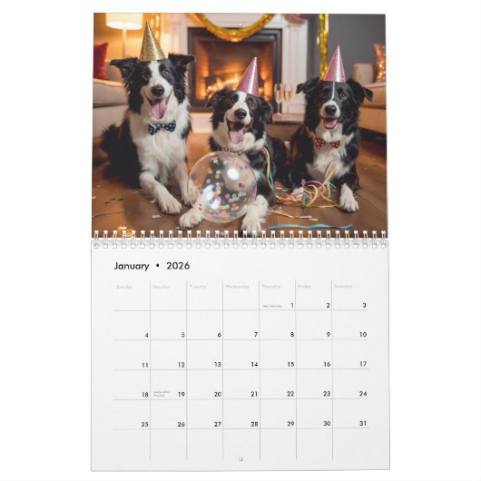 Border Collie Calendar カレンダー (1月 2026)