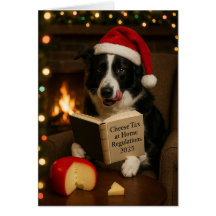 Border collie 'Cheese Tax' Christmas card