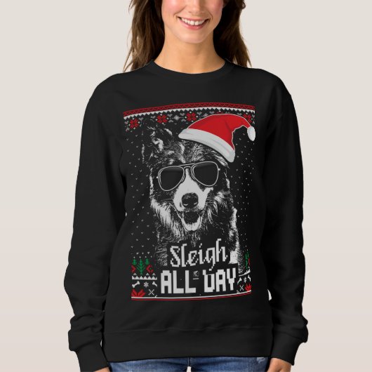Border Collie Christmas スウェットシャツ (正面)
