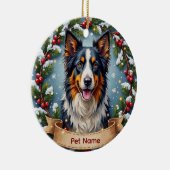 Border Collie Christmas セラミックオーナメント (右)