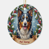 Border Collie Christmas セラミックオーナメント (左)