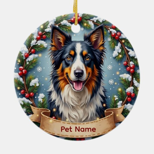 Border Collie Christmas セラミックオーナメント (裏面)