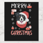 Border Collie Christmas ワインラベル (シングルラベル)