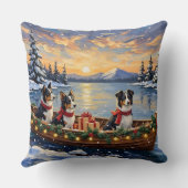 Border Collie Christmas Boat Holiday クッション (裏面)