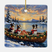 Border Collie Christmas Boat Holiday セラミックオーナメント (裏面)