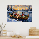 Border Collie Christmas Boat Holiday ポスター (キッチン)