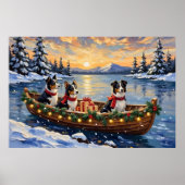 Border Collie Christmas Boat Holiday ポスター (正面)