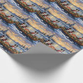 Border Collie Christmas Boat Holiday ラッピングペーパー (角)