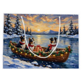 Border Collie Christmas Boat Holiday ラージペーパーバッグ (裏面)