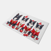Border Collie Christmas Dress Santa Hat ドアマット (アングル)