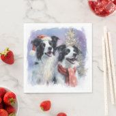 Border Collie Christmas Paper Napkin スタンダードランチョンナプキン (インサイチュ)