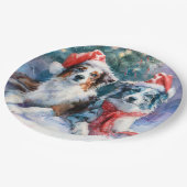Border Collie Christmas Paper Plate ペーパープレート (アングル)