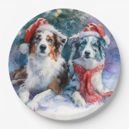 Border Collie Christmas Paper Plate ペーパープレート