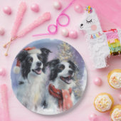 Border Collie Christmas Paper Plate ペーパープレート (パーティー)
