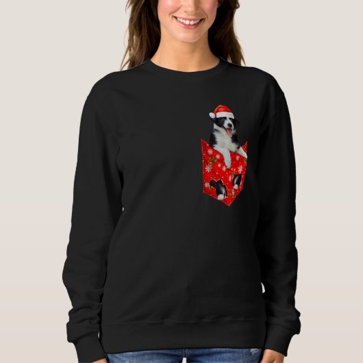 Border Collie Christmas Pocket for Border Collie スウェットシャツ (正面)