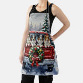 Border Collie Christmas Red Truck Holiday エプロン (インサイチュ)