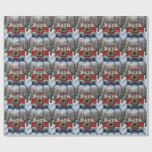 Border Collie Christmas Red Truck Holiday ラッピングペーパー (フラット)