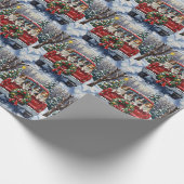 Border Collie Christmas Red Truck Holiday ラッピングペーパー (角)