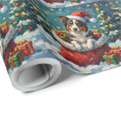 Border Collie Christmas Santa Bag Adventure ラッピングペーパー (ロールコーナー)