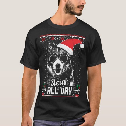 Border Collie Christmas Tシャツ (正面)