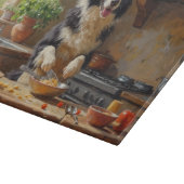Border Collie Cooking in Kitchen カッティングボード (角)