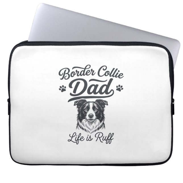 Border Collie Dad Life Is Ruff Vintage Shirt Desig ラップトップスリーブ (正面)