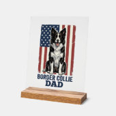 Border Collie Dad Patriotic Vintage Dog Shirt Desi アクリルサイン (傾斜)