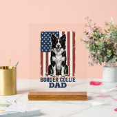 Border Collie Dad Patriotic Vintage Dog Shirt Desi アクリルサイン (ウェディング)