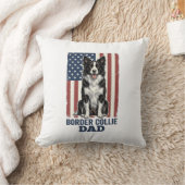 Border Collie Dad Patriotic Vintage Dog Shirt Desi クッション (ブランケット)