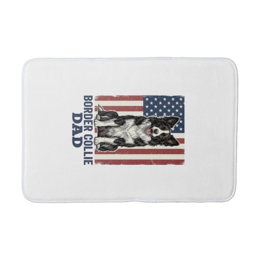 Border Collie Dad Patriotic Vintage Dog Shirt Desi バスマット (正面)