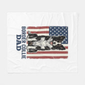 Border Collie Dad Patriotic Vintage Dog Shirt Desi フリースブランケット (正面(横))