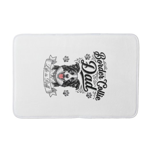 Border Collie Dad Vintage Engraving Dog Shirt Desi バスマット (正面)