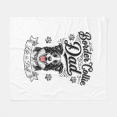 Border Collie Dad Vintage Engraving Dog Shirt Desi フリースブランケット (正面(横))