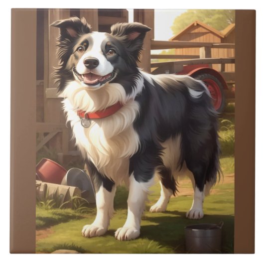 Border Collie Dog タイル (正面)